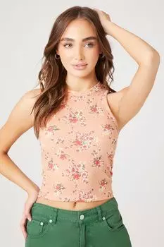 Майка в рубчик с цветочным принтом Forever 21