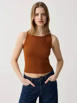 Майка в рубчик с люрексом Ovs, цвет bronze brown