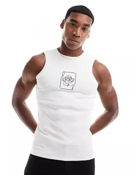 Майка в рубчик с объемным кроем ASOS DESIGN и абстрактным принтом херувима на груди