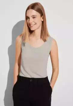 Майка в рубчик STREET ONE с тонкой ребристостью, бежевый