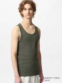 Майка в рубчик Uniqlo, цвет 57 зеленый