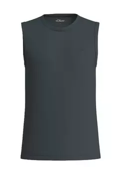 Майка, вышивка логотипа, для мужчин S.Oliver, цвет 9581 Grey/ Black