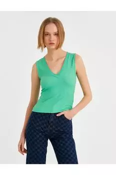 Майка - Зеленый - Приталенный Koton, зеленый