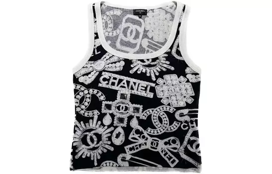Майка женская Chanel, черный / белый