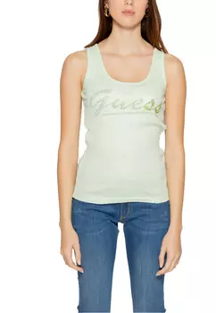 Майка женская GUESS со стразами, зеленый