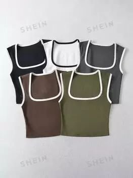 Майка женская с белым швом, 5 штук