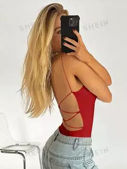 Майка женская Shein Bae с открытой спиной, красный