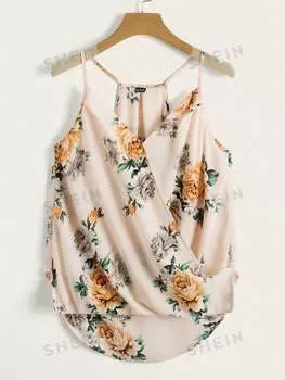 Майка женская Shein Clasi с принтом и бретелями, розовый