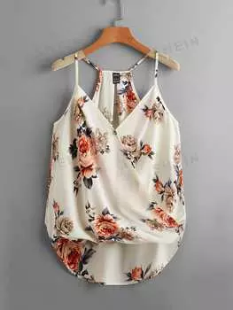 Майка женская Shein Clasi с принтом омбре и бретелями, белый