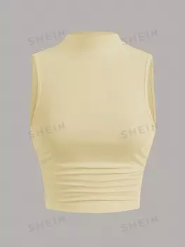 Майка женская Shein Mod с воротником-стойкой, желтый