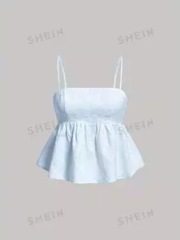 Майка женская винтажная Shein Mod Babydoll в розовую клетку, голубой