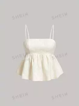 Майка женская винтажная Shein Mod в стиле Babydoll в розовую клетку, бежевый