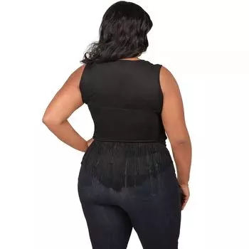 Майки больших размеров Karen на молнии с V-образной бахромой Poetic Justice