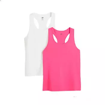 Майки H&amp;M Sleeveless, 2 предмета, белый/розовый