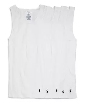 Майки классического кроя в хлопковую рубчику, 5 шт. в упаковке Polo Ralph Lauren, цвет White
