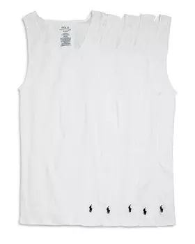 Майки классического кроя в хлопковую рубчику Polo Ralph Lauren, 5 шт, белый
