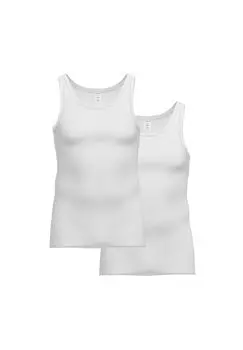 Майки мужские, 2 шт - двойная упаковка, двойная резинка, удлиненная спинка, хлопок AMMANN, белый