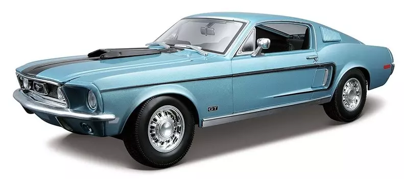 Майсто, коллекционная модель Ford Mustang GT Cobra Jet 1968 Синий 1/18 Maisto