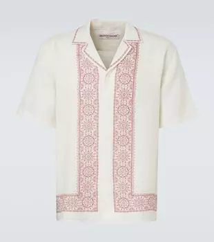 Майтан рубашка боулинг с принтом из льна Orlebar Brown, Dark Ruby