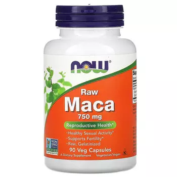 Мака NOW Foods необработанная 750 мг, 90 растительных капсул