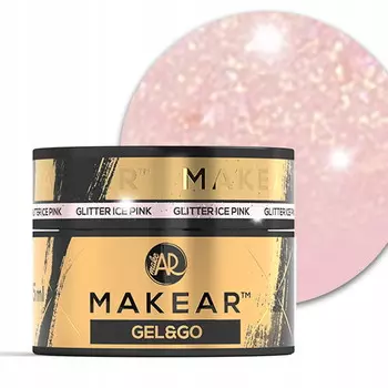 Makear Gel&Go, Гель для наращивания ногтей, GG21 Ice Pink Glitter, 15 мл