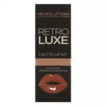 Makeup Revolution, Наборы матовых губ Retro Luxe, карандаш для губ + блеск для губ Regal, 1 г + 5,5 мл