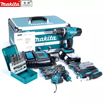 Дрель-шуруповерт Makita DHP453SFX2 + насадки, два аккумулятора 18V/3.0Ah
