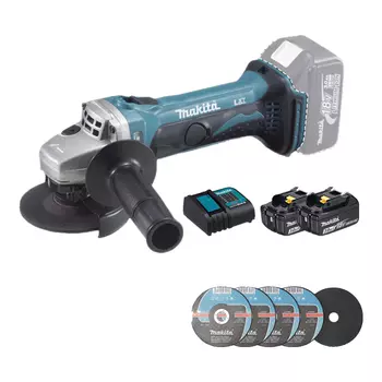 Шлифовальная машина Makita DGA402, 100 мм + два аккумулятора 3.0Ah, зарядное устройство