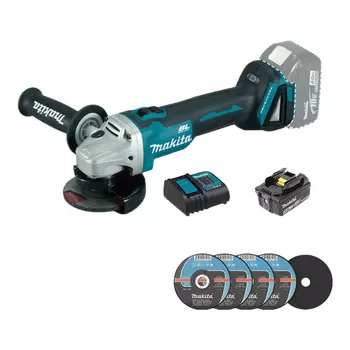 Угловая шлифовальная машина Makita DGA404, 100 мм + аккумулятор 5.0Ah, зарядное устройство