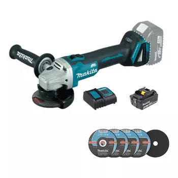 Угловая шлифовальная машина Makita DGA404, 100 мм + аккумулятор 6.0Ah, зарядное устройство