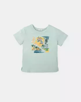 Мальчик футболка с коротким рукавом и аквамарином Tutto Piccolo, синий