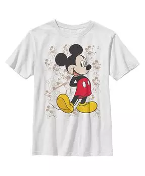 Мальчик Микки & Детская футболка Друзья с множеством ретро-поз Disney, белый