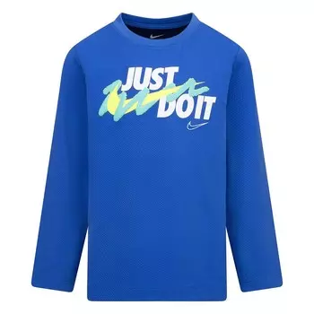 Мальчики 4–7 лет Nike «Просто сделай это». Текстурированная футболка с длинным рукавом Dri-FIT, цвет Game Royal