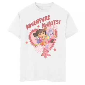 Мальчики 8–20 лет Nickelodeon Дора: Приключения исследователя ждут! Футболка с рисунком Dora & Boots Nickelodeon