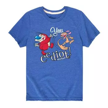 Мальчики 8–20 лет, Никелодеон Рен и Стимпи «Ты, Эдиот!» Футболка с привкусом Licensed Character