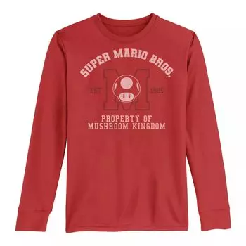 Мальчики 8–20 лет Super Mario Приблиз. Футболка с длинными рукавами и рисунком Property Of Mushroom Kingdom 1985 года Licensed Character