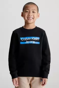 Мальчики джемпер с макси блочным логотипом Calvin Klein Jeans, черный
