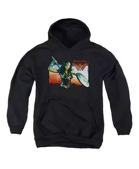 Мальчики Фильм Молодежь Воин Женщина Pull Over Hoodie / Толстовка с капюшоном Wonder Woman, черный