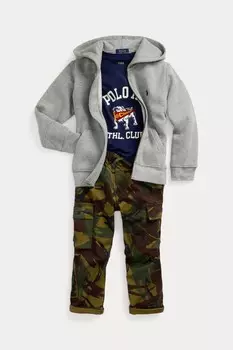 Мальчики футболка из хлопкового джерси с графическим принтом Polo Ralph Lauren, синий