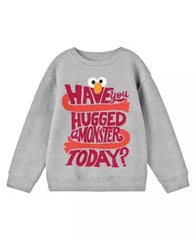 Мальчики из биомира. Вы сегодня обнимали монстра? Серый свитшот с круглым вырезом Youth Heather Sesame Street, серый