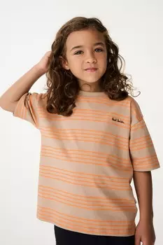 Мальчики полосатая футболка большого размера с коротким рукавом Paul Smith Junior, оранжевый