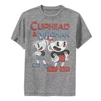 Мальчики размером 8–20 чашек и футболка Mugman Dynamic Duo Licensed Character, цвет Charcoal Heather