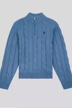 Мальчики синий джемпер с воронкообразным вырезом U.S. Polo Assn, синий