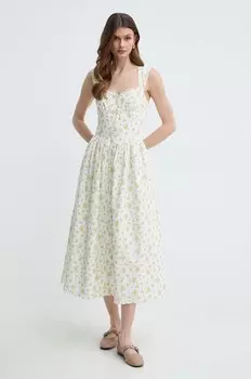 МАЛЕА льняное платье Bardot, желтый