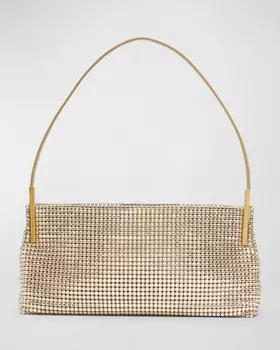 Маленькая атласная сумка на плечо Suzanne со стразами Saint Laurent