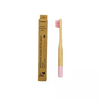 Маленькая бамбуковая зубная щетка с жесткой щетиной, Розовый EKOLOCO