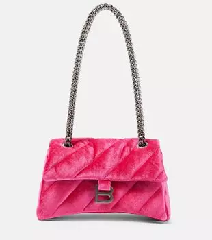 Маленькая бархатная сумка на плечо crush Balenciaga, розовый
