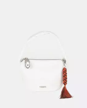 Маленькая белая сумка через плечо с контрастной кисточкой Volum, белый