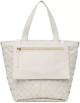 Маленькая белая сумка с откидным клапаном Bottega Veneta