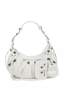 Маленькая белая женская кожаная сумка le cagole Balenciaga